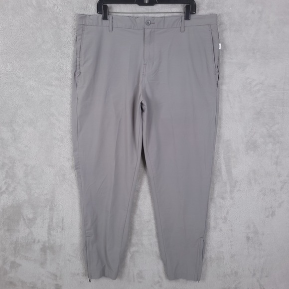 Onia Pants Mens Size 38x29 Gray Stretch Tech Jogger Athletic Tapered Ankle Zip - Picture 1 of 13